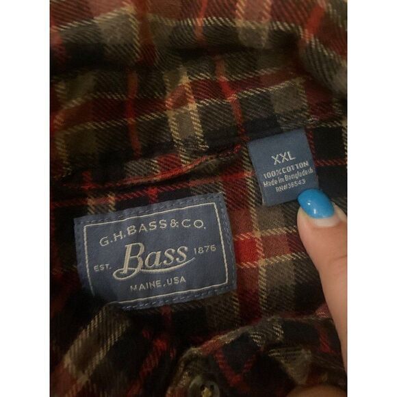 G.H. Bass & Co., men's grey cotton collared long sleeve button down shirt sz XXL - Picture 9 of 9